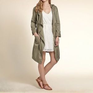 Hollister Army Green Trench Coat Outwear Cardigan